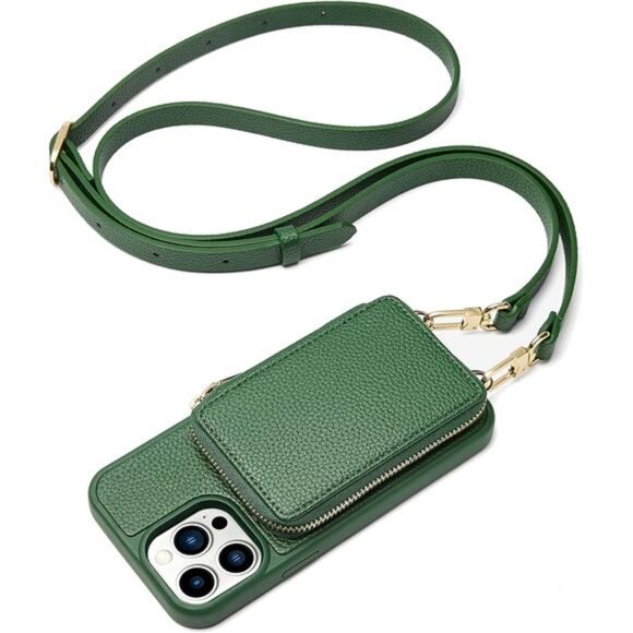 iPhone 13 Pro Max Wallet Case Crossbody Zipper Phone Case with RFID Blocking
